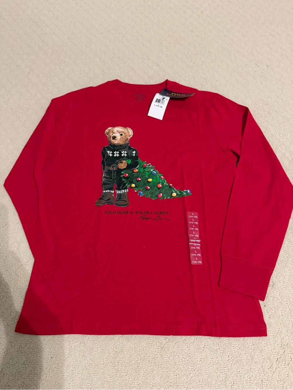 Polo by Ralph Lauren Red Kids Long-Sleeve Bear & Tree Graphic Tee - Boys 14/16
